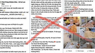 Thông báo vấn nạn giả danh chư Ni bị bạo bệnh kêu gọi đóng góp tiền bạc giúp đỡ