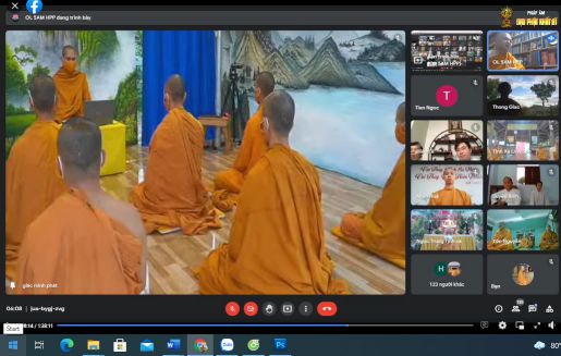 Chư Tăng tại Trường hạ Tịnh xá Ngọc Đạt tham gia học Phật Pháp online